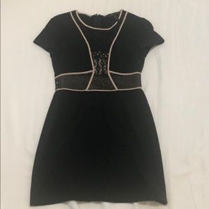 BCBG short sleeve black and nude cocktail dress